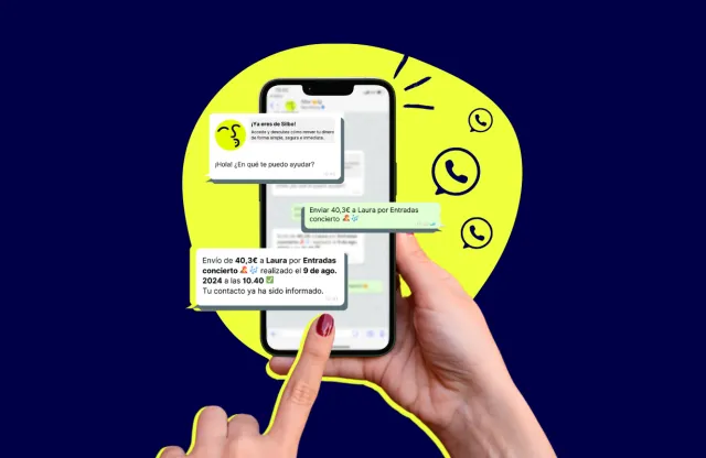 Silbo en whatsapp móvil fondo azul